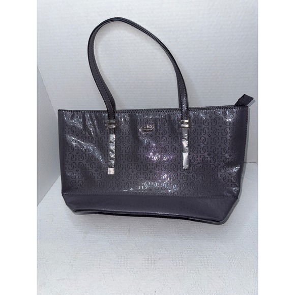 Guess Gray Monogram Logo Shoulder Bag Tote Handbag Purse Designer - Picture 1 of 7